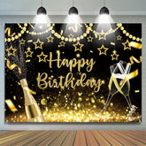 Funkeln Golden Perle Sterne Glücklich Geburtstag Hintergrund